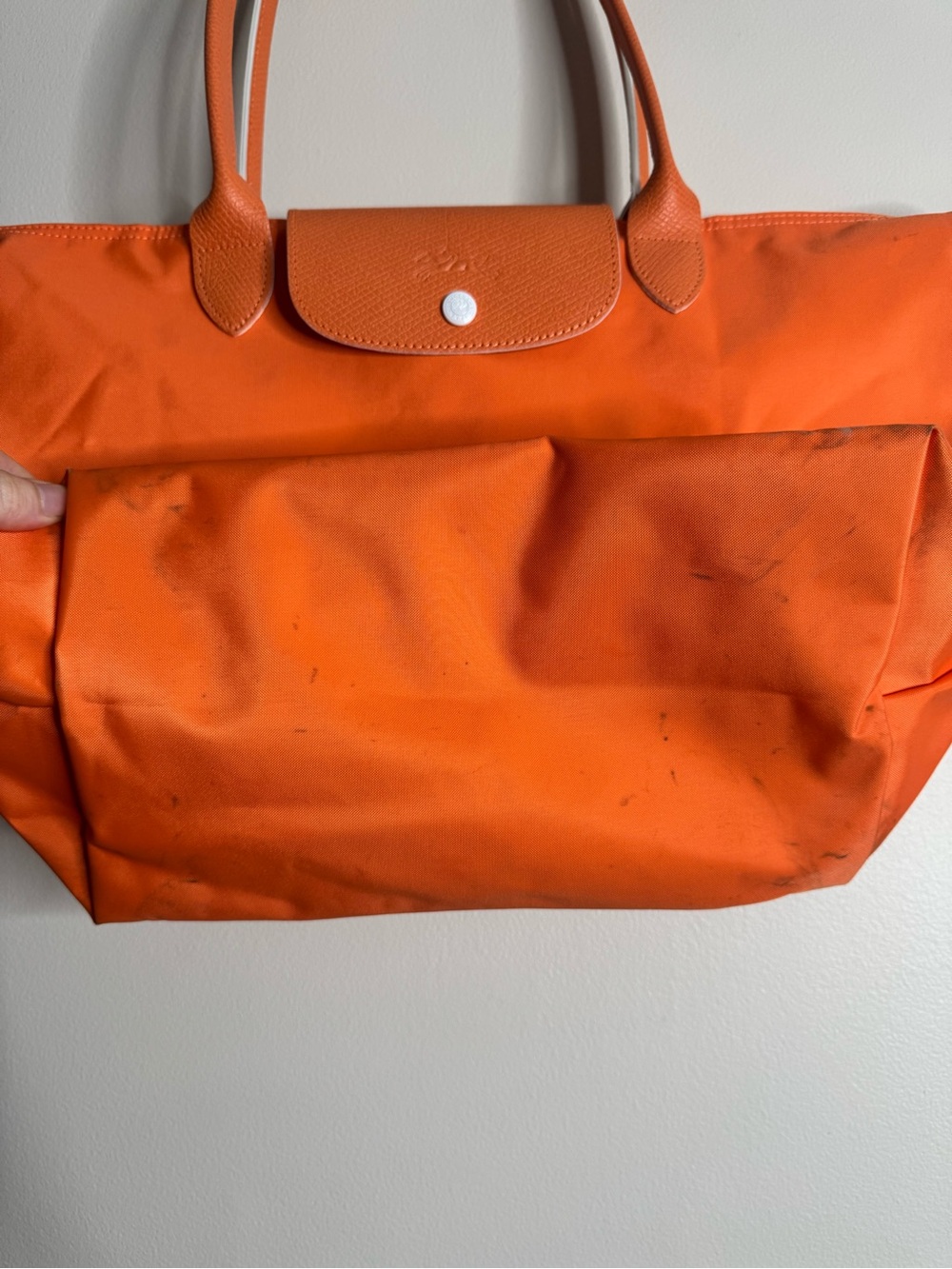 Longchamp Le Pliage Original Large Shoulder Tote Bag Orange Recycled Canvas - Picture 5 of 13